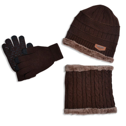 Winter Warme Handschuhe Beanie Schal 3 In 1 Set - Kaffee - Einheitsgröße - image 8