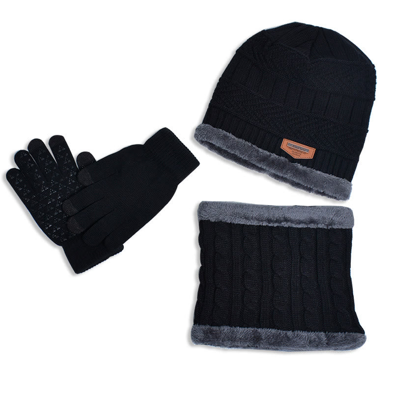 Winter Warme Handschuhe Beanie Schal 3 In 1 Set - Schwarz - Einheitsgröße - image 6