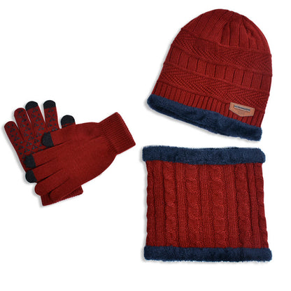 Winter Warme Handschuhe Beanie Schal 3 In 1 Set - Wein - Einheitsgröße - image 11