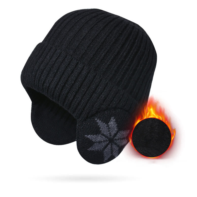 Beanie-Mützenwärmer mit Schneeflocken-Ohrenklappen