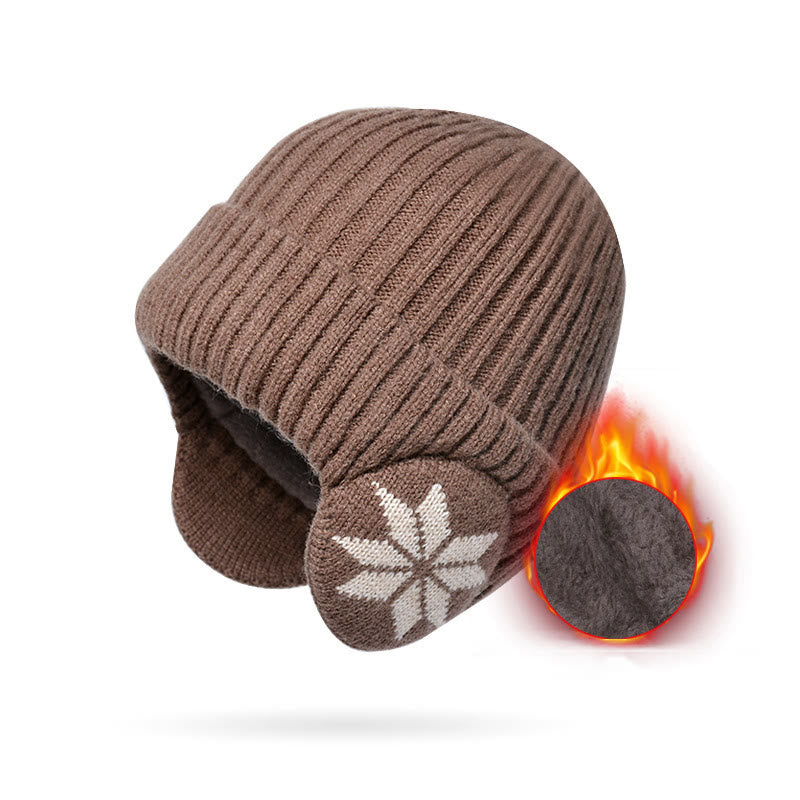 Beanie-Mützenwärmer mit Schneeflocken-Ohrenklappen