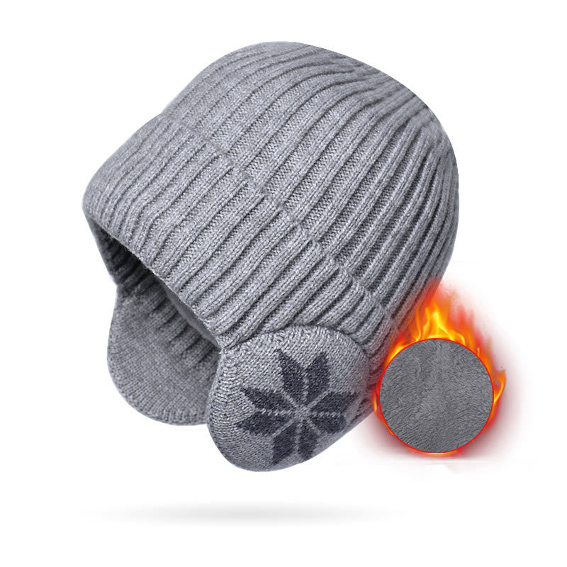 Beanie-Mützenwärmer mit Schneeflocken-Ohrenklappen