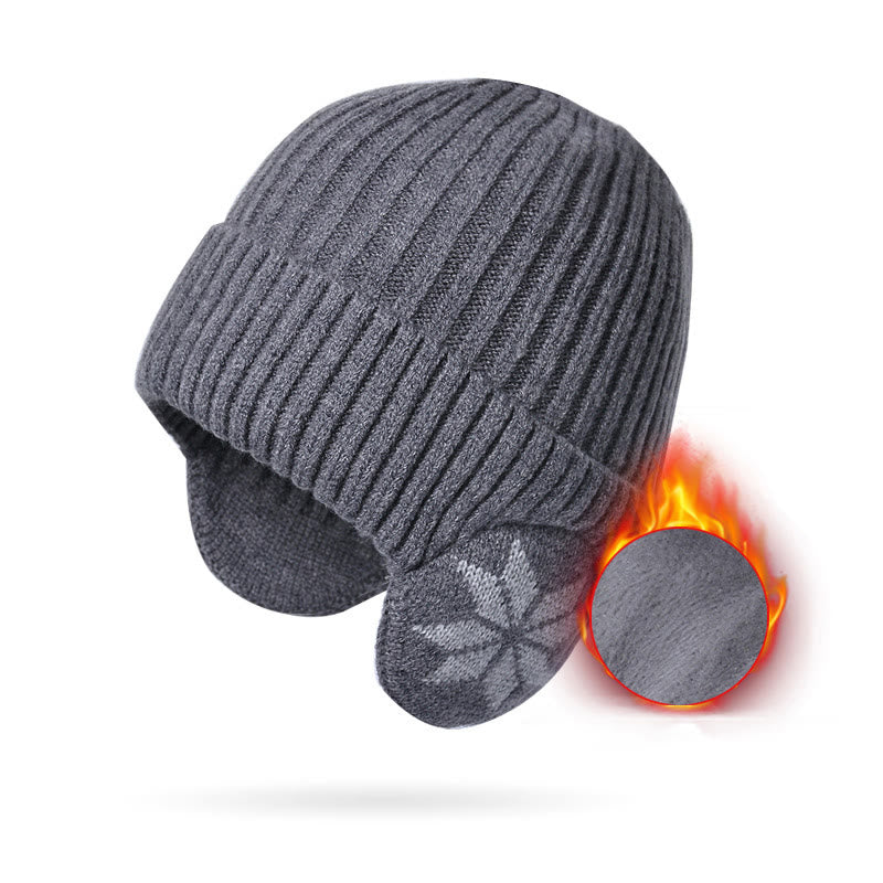 Beanie-Mützenwärmer mit Schneeflocken-Ohrenklappen