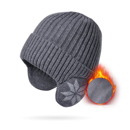 Beanie-Mützenwärmer mit Schneeflocken-Ohrenklappen