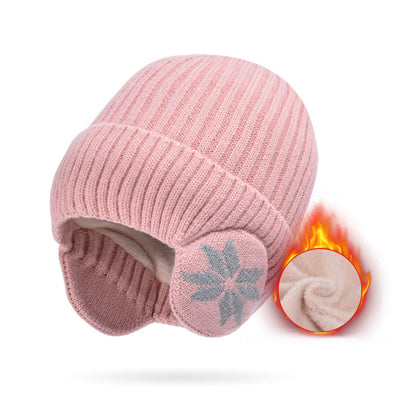 Beanie-Mützenwärmer mit Schneeflocken-Ohrenklappen