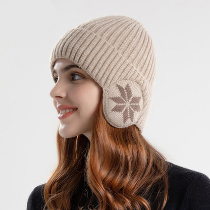 Beanie-Mützenwärmer mit Schneeflocken-Ohrenklappen