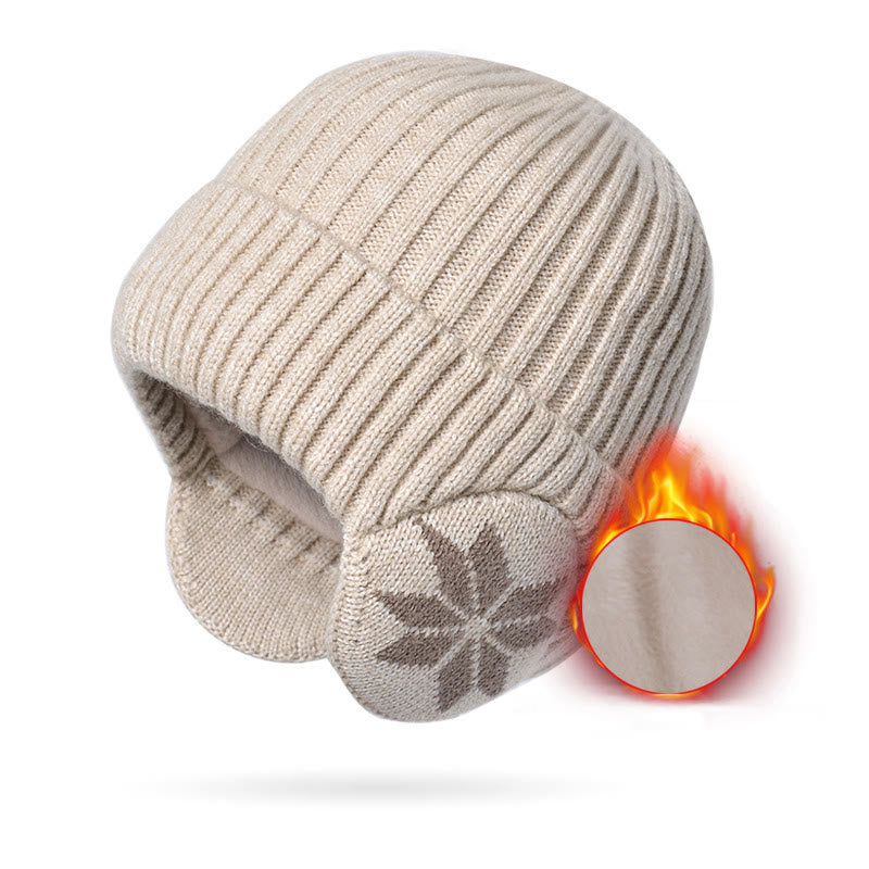 Beanie-Mützenwärmer mit Schneeflocken-Ohrenklappen