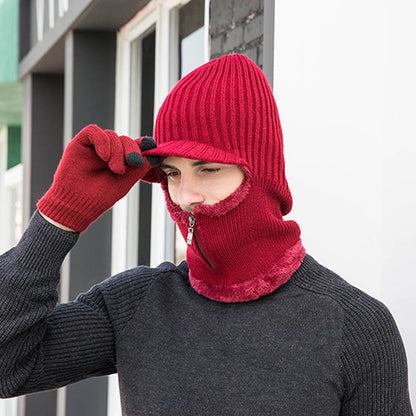 2-in-1-Set mit Beanie-Handschuhen und Reißverschluss