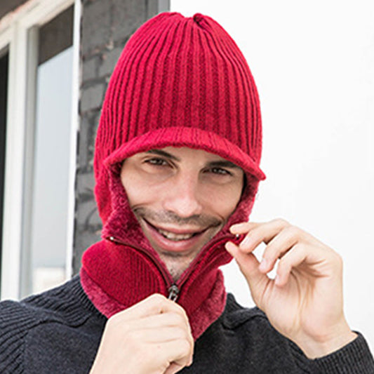 2-in-1-Set mit Beanie-Handschuhen und Reißverschluss