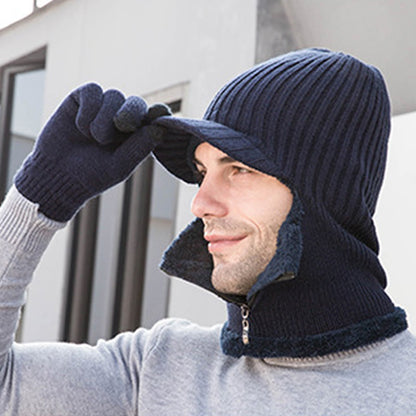 2-in-1-Set mit Beanie-Handschuhen und Reißverschluss