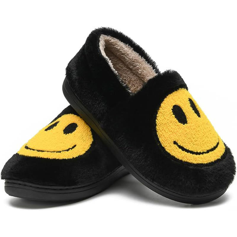 Bunte Hausschuhe mit Smiley-Gesicht in Übergröße