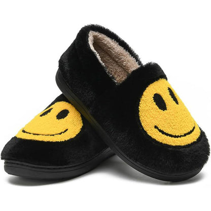 Bunte Hausschuhe mit Smiley-Gesicht in Übergröße