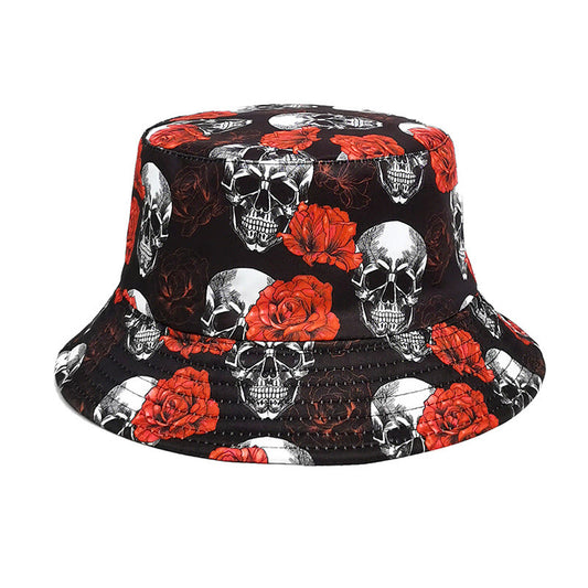 Fischerhut mit Rosen-Totenkopf in Übergröße - Schwarz - Einheitsgröße - image 0