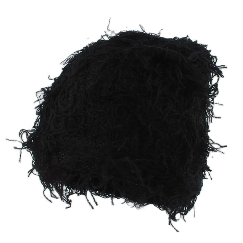 Unisex-Strickmütze mit flauschiger Beanie in Übergröße - Schwarz - Einheitsgröße - image 5