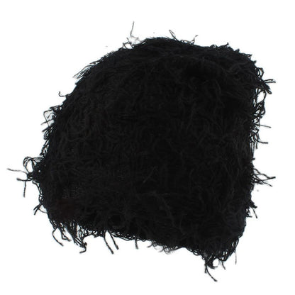 Unisex-Strickmütze mit flauschiger Beanie in Übergröße - Schwarz - Einheitsgröße - image 5