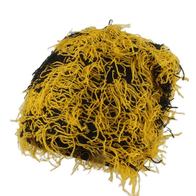 Unisex-Strickmütze mit flauschiger Beanie in Übergröße - Gelb - Einheitsgröße - image 1