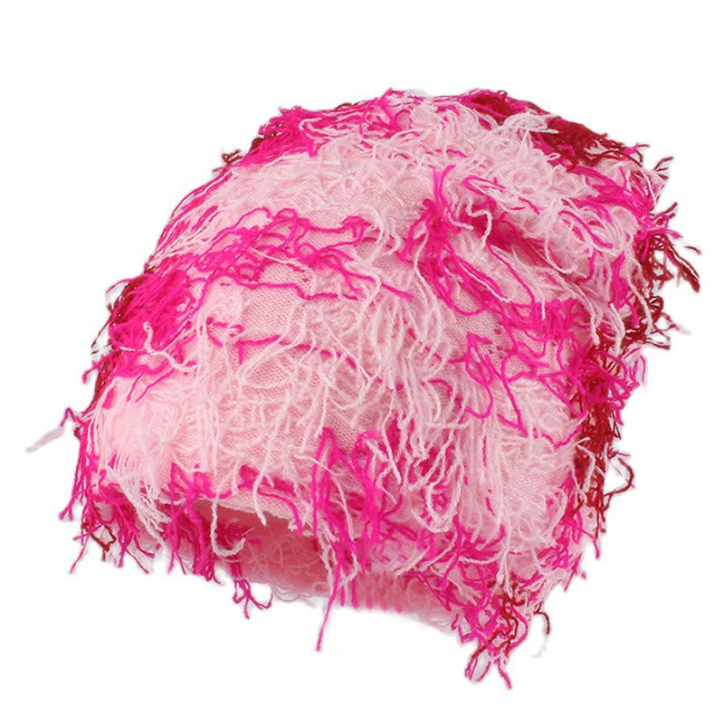 Unisex-Strickmütze mit flauschiger Beanie in Übergröße - Rosa - Einheitsgröße - image 2
