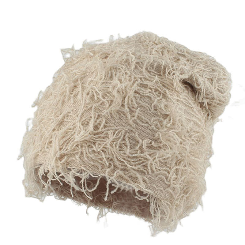Unisex-Strickmütze mit flauschiger Beanie in Übergröße - Beige - Einheitsgröße - image 6