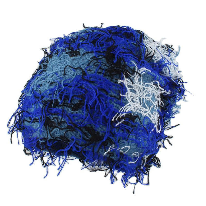 Unisex-Strickmütze mit flauschiger Beanie in Übergröße - Marineblau - Einheitsgröße - image 4