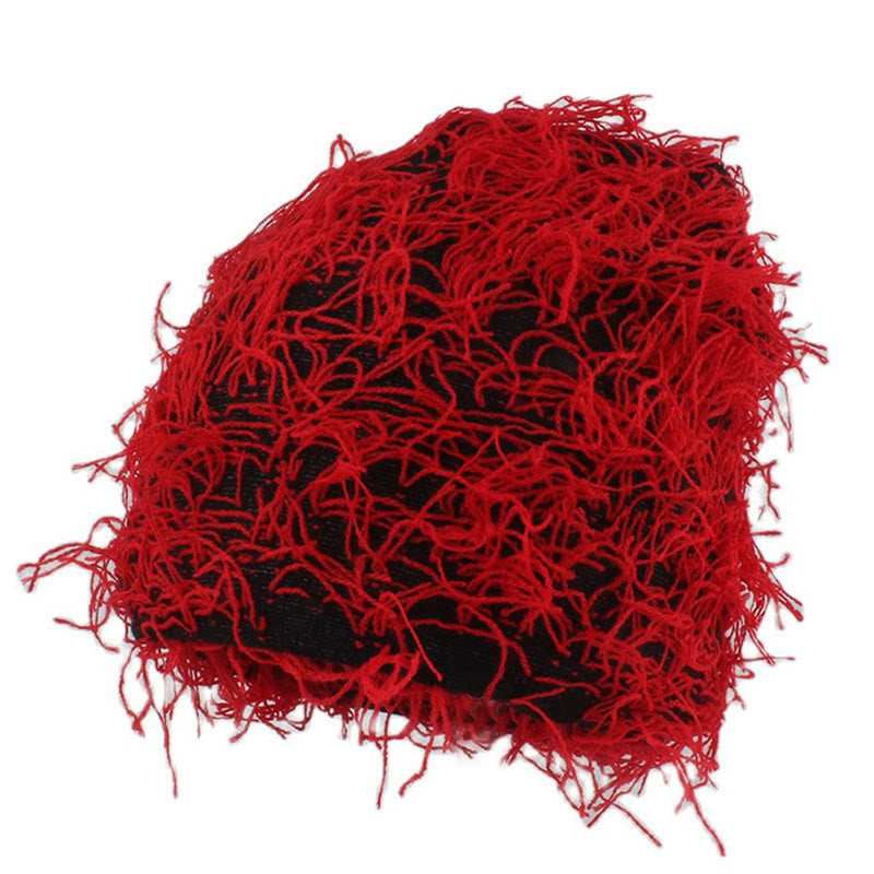 Unisex-Strickmütze mit flauschiger Beanie in Übergröße - Rot - Einheitsgröße - image 10