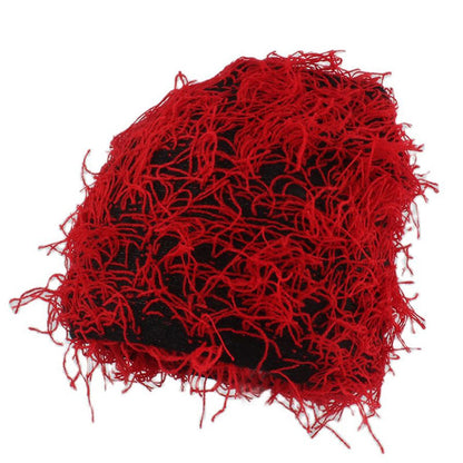 Unisex-Strickmütze mit flauschiger Beanie in Übergröße - Rot - Einheitsgröße - image 10