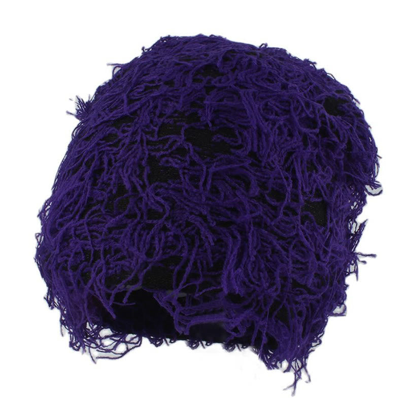 Unisex-Strickmütze mit flauschiger Beanie in Übergröße - Lila - Einheitsgröße - image 9