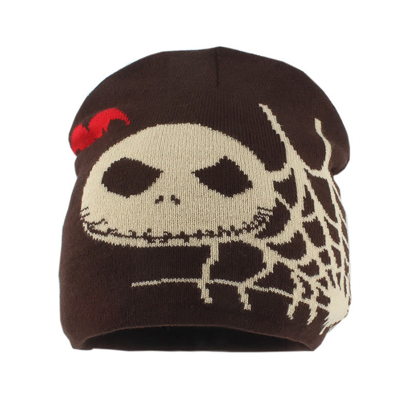 Beanie mit Geistergesicht und Spinnennetz in Übergröße - Kaffee - Einheitsgröße - image 5