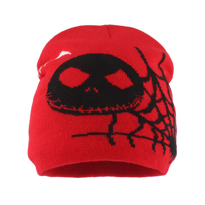 Beanie mit Geistergesicht und Spinnennetz in Übergröße - Rot - Einheitsgröße - image 4