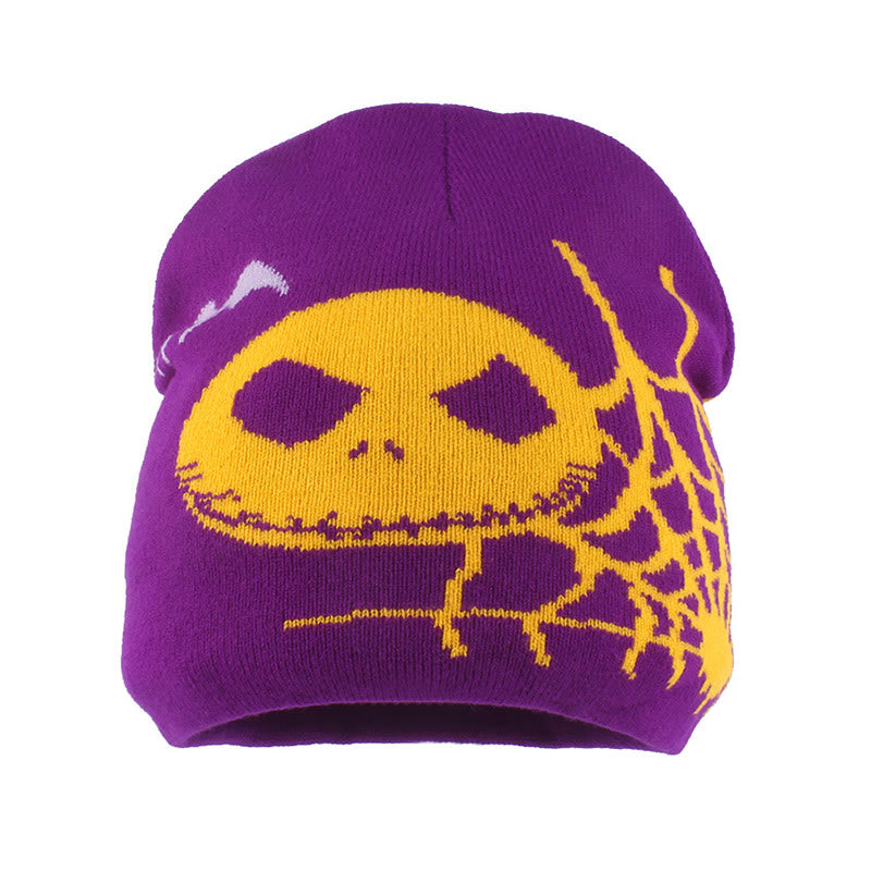 Beanie mit Geistergesicht und Spinnennetz in Übergröße - Lila - Einheitsgröße - image 4