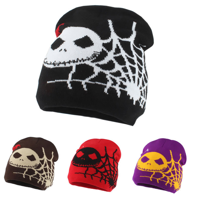 Beanie mit Geistergesicht und Spinnennetz in Übergröße - image 0