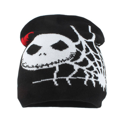 Beanie mit Geistergesicht und Spinnennetz in Übergröße - Schwarz - Einheitsgröße - image 1