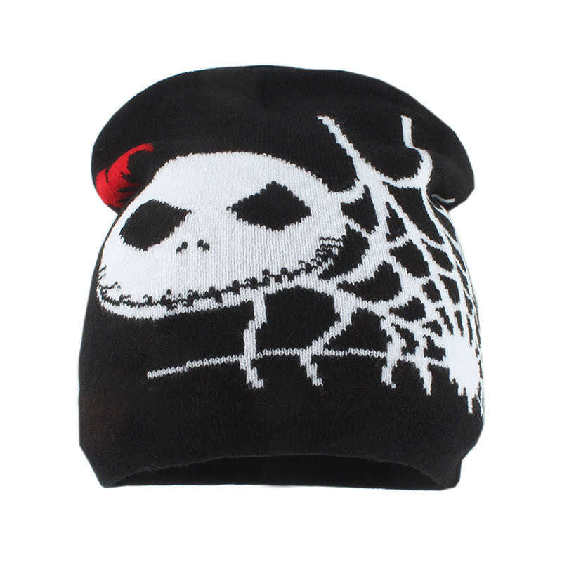 Beanie mit Geistergesicht und Spinnennetz in Übergröße - Schwarz - Einheitsgröße - image 1