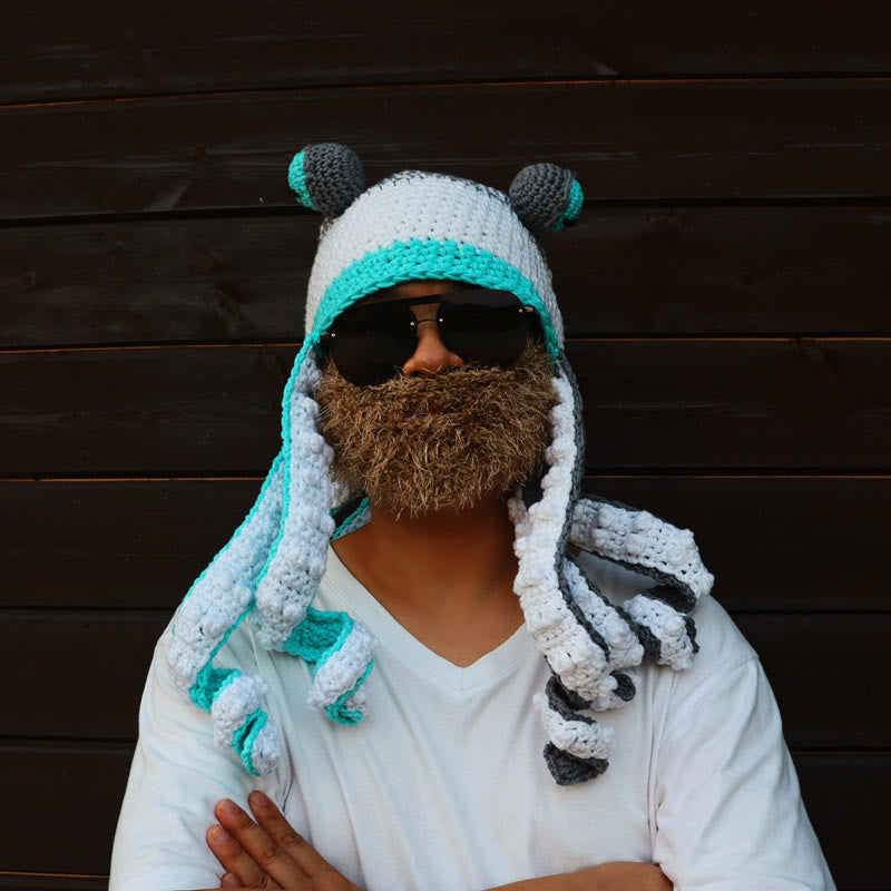 Bunte Oktopus-Tentakel-Mütze in Übergröße - Weiß - Einheitsgröße - Hut + Sonnenbrille + Bart - image 9