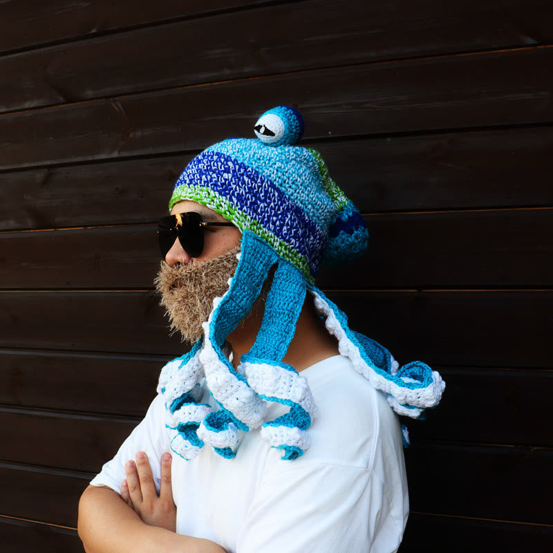 Bunte Oktopus-Tentakel-Mütze in Übergröße - Blau - Einheitsgröße - Hut + Sonnenbrille + Bart - image 7