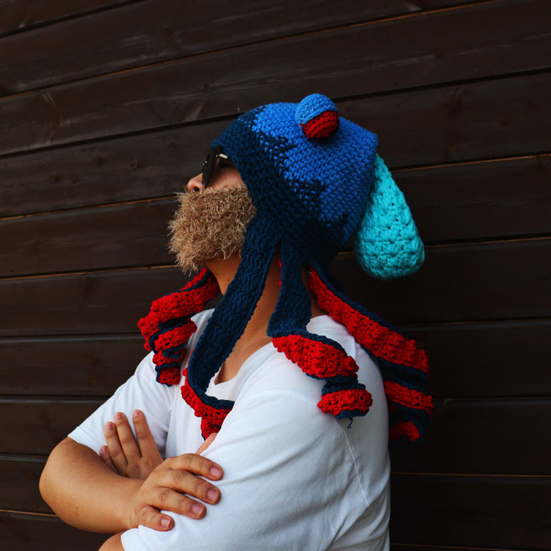 Bunte Oktopus-Tentakel-Mütze in Übergröße - Marineblau - Einheitsgröße - Hut + Sonnenbrille + Bart - image 12
