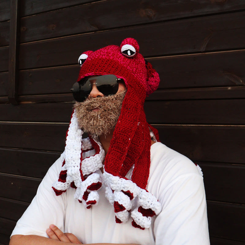 Bunte Oktopus-Tentakel-Mütze in Übergröße - Wein - Einheitsgröße - Hut + Sonnenbrille + Bart - image 2