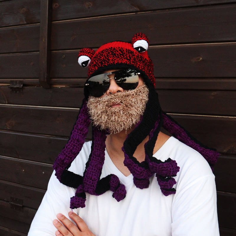 Bunte Oktopus-Tentakel-Mütze in Übergröße - Rot - Einheitsgröße - Hut + Sonnenbrille + Bart - image 3