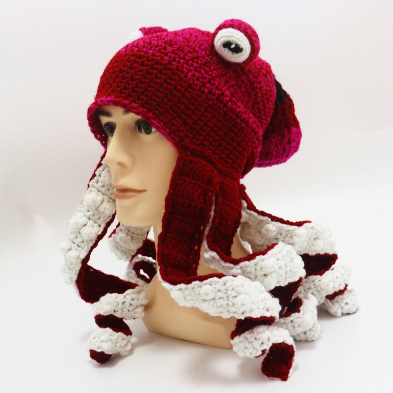 Bunte Oktopus-Tentakel-Mütze in Übergröße - Wein - Einheitsgröße - Hut - image 21