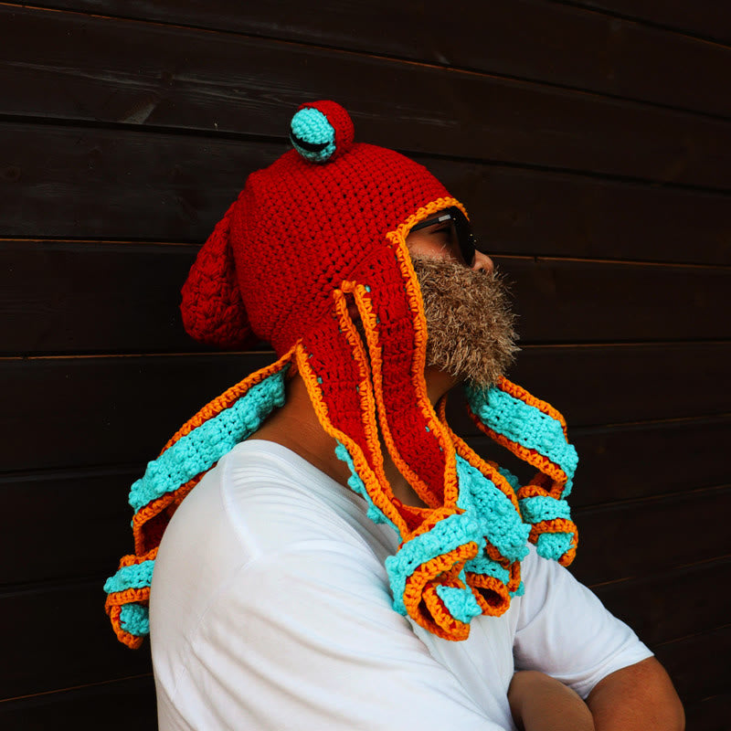 Bunte Oktopus-Tentakel-Mütze in Übergröße - Orange - Einheitsgröße - Hut - image 8
