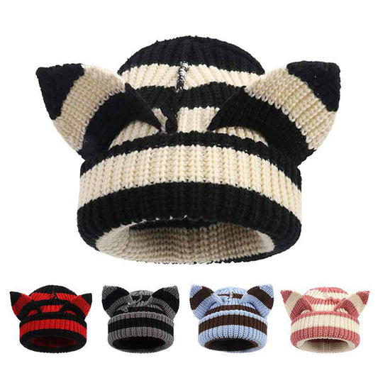 Süße lustige Beanie mit Katzenohren in Übergröße