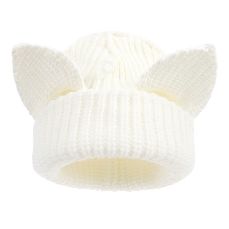Süße lustige Beanie mit Katzenohren in Übergröße - Weiß - M - image 7
