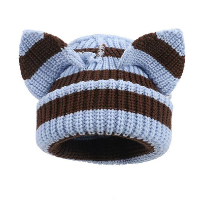 Süße lustige Beanie mit Katzenohren in Übergröße - Blau - M - image 5
