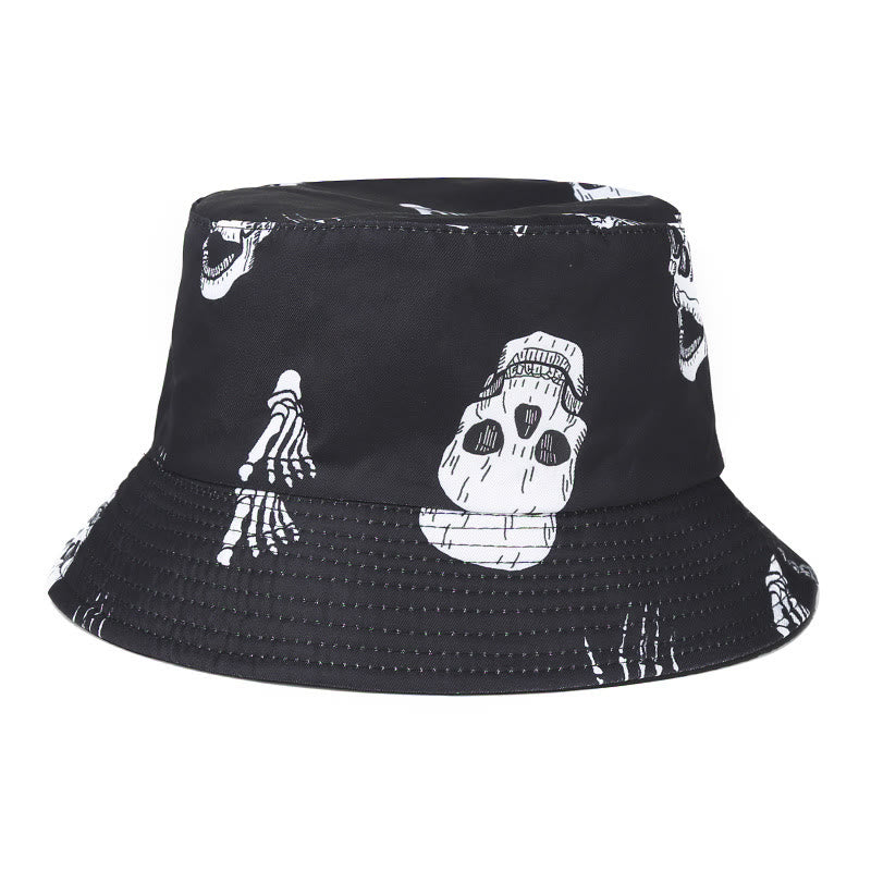 Fischerhut mit Totenkopf- und Fledermausmotiv in Übergröße - Schwarz - Einheitsgröße - image 1