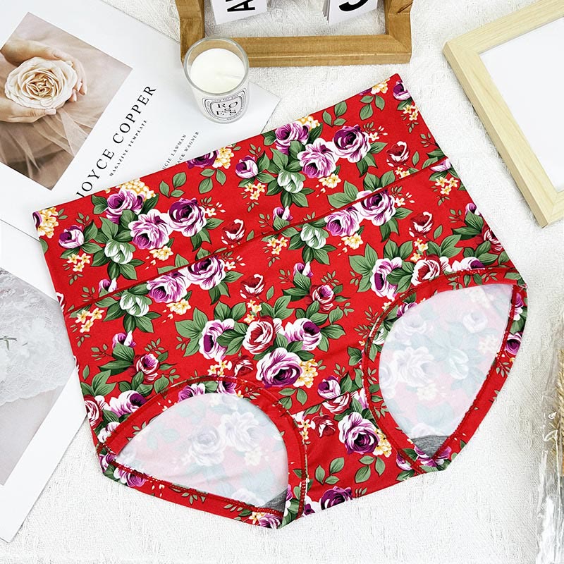 Weiche Slips mit Blumenmuster (5er-Pack) - Rot - 6XL - image 12