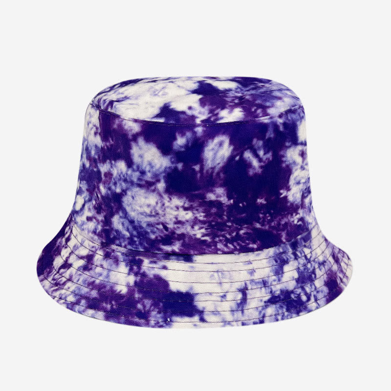 Blau-lilafarbener Fischerhut in Batikoptik in Übergröße