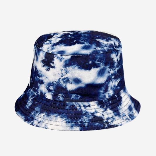 Blau-lilafarbener Fischerhut in Batikoptik in Übergröße