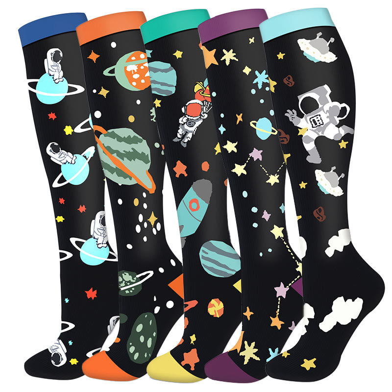 Astronauten-Kompressionsstrümpfe (5 Paar) - Mehrfarbig - S/M - image 0