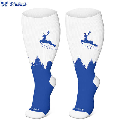 Kompressionsstrümpfe mit Elchmotiv in Übergröße - Blau - 4XL - image 6