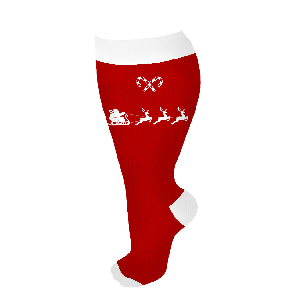 Kompressionsstrümpfe „Candy Cane Elk“ in Übergröße (3 Paar) - Rot - 4XL - image 12