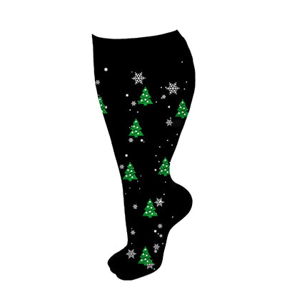Kompressionsstrümpfe mit Weihnachtsbaum und Schneemann in Übergröße (3 Paar) - Schwarz - 4XL - image 9